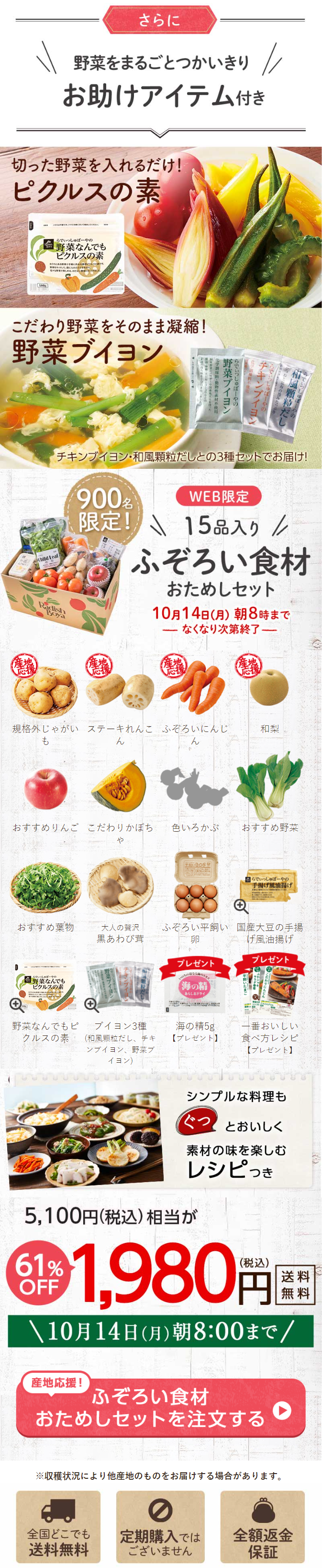 １５品入りふぞろい食材おためしセット２