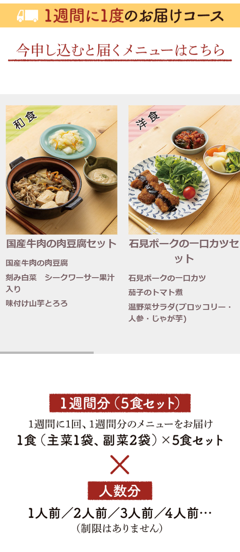 １週間に１度のお届けコース
