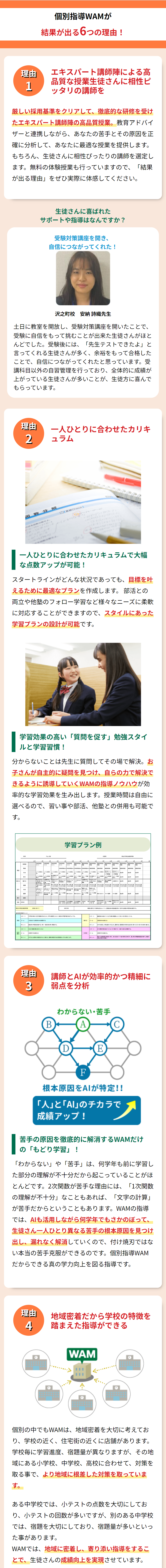 個別指導WAMが結果が出る６つの理由！１