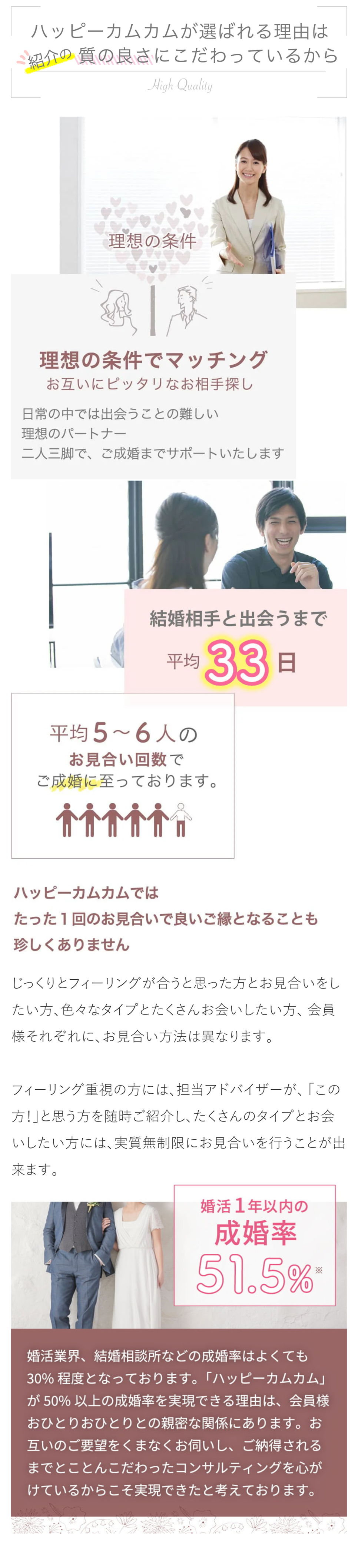 ハッピーカムカムが選ばれる理由は紹介の質の良さにこだわっているから