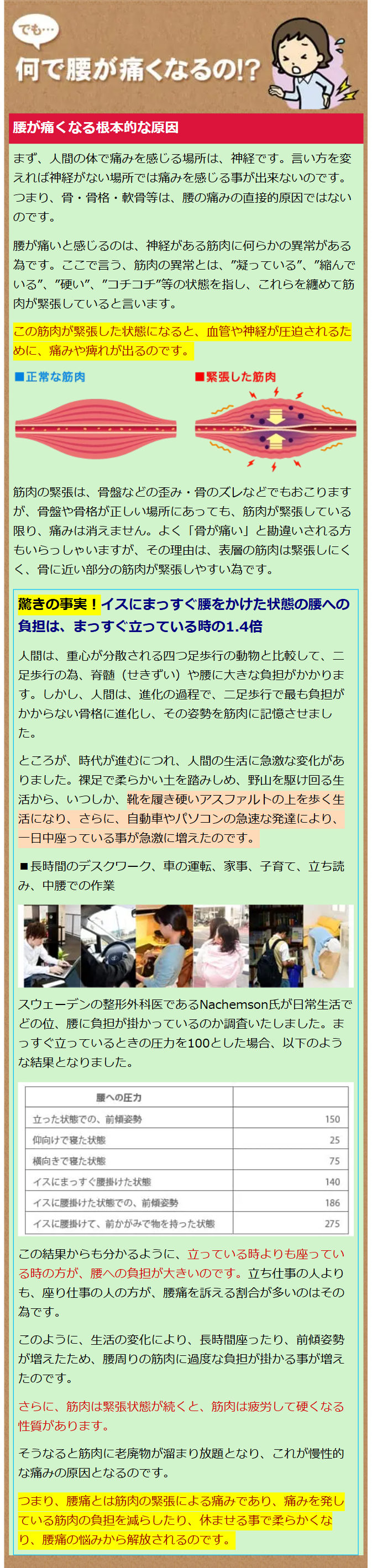 腰が痛くなる根本的な原因