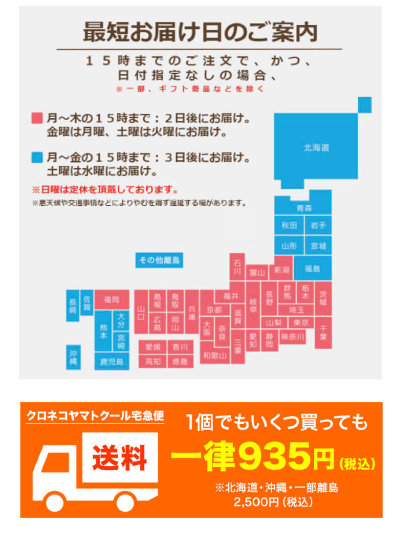 最短お届け日のご案内