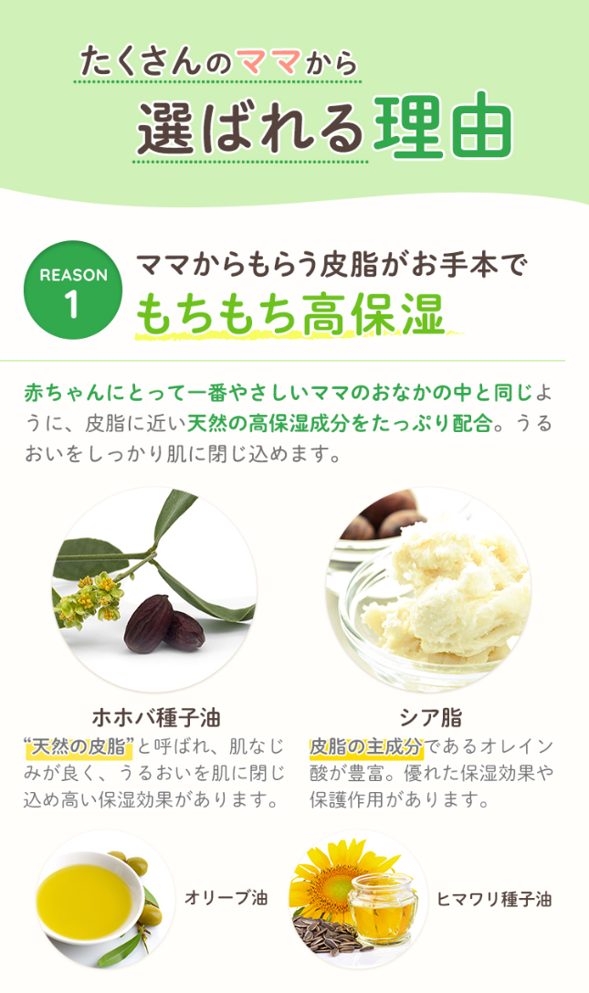 ママからもらう皮脂がお手本でもちもち高保湿