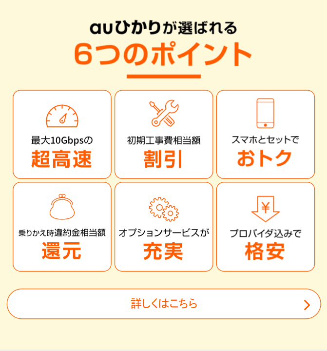 auひかりが選ばれる６つのポイント